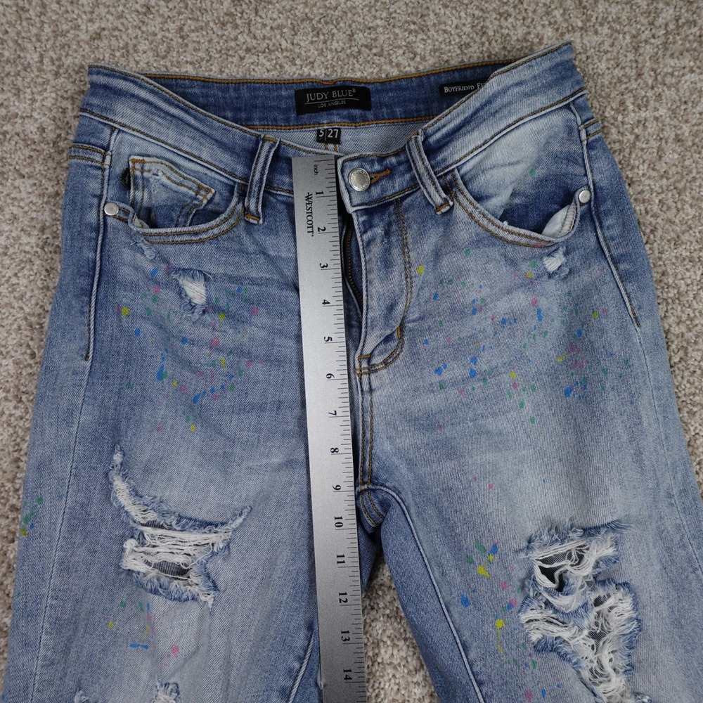 Judy Blue Boyfriend Fit Jeans Women's Size 5/27 Distressed Paint Splatter - Picture 8 of 10